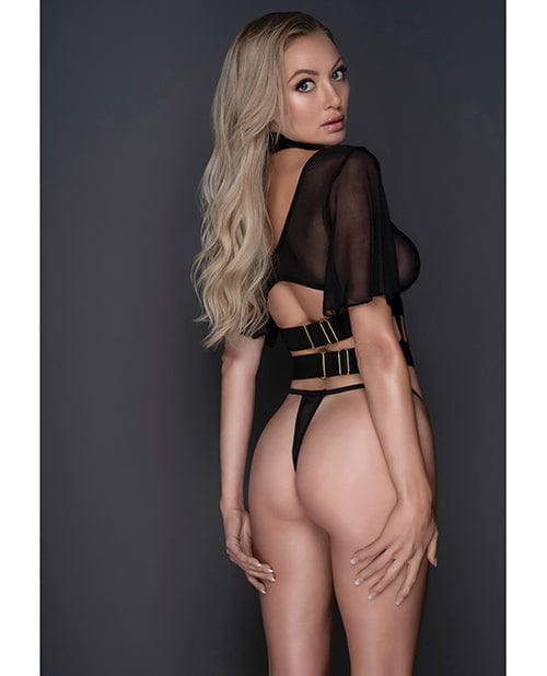 Adore Dreamer Sheer Mesh Strappy Top & Thong Black O/S Lingerie