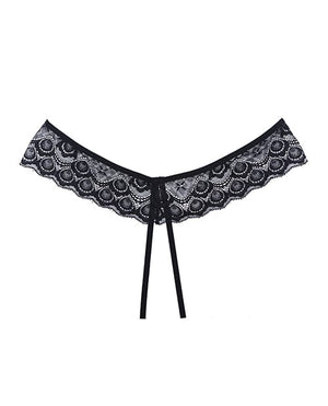 Adore Foreplay Lace & Mesh Front Open Panty Black O/S Lingerie