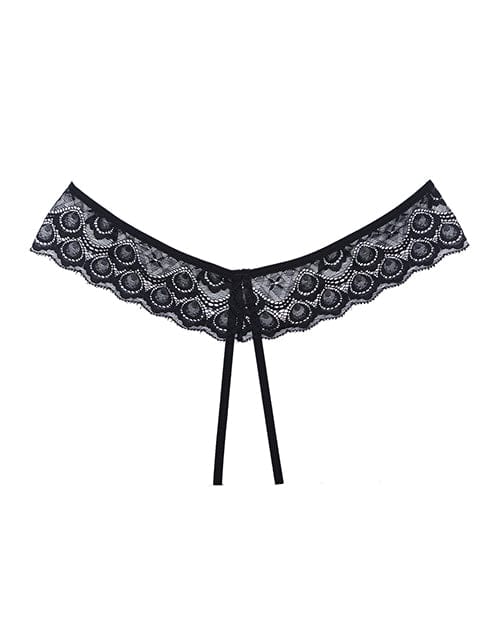 Adore Foreplay Lace & Mesh Front Open Panty Black O/S Lingerie