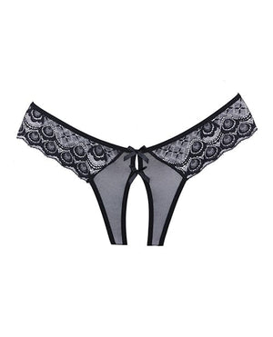 Adore Foreplay Lace & Mesh Front Open Panty Black O/S Lingerie