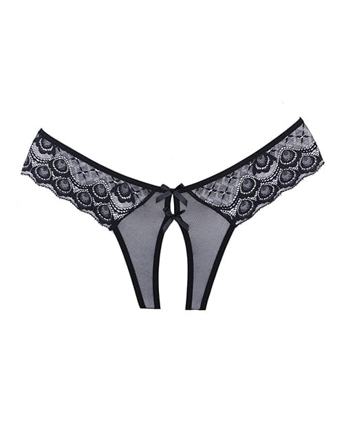 Adore Foreplay Lace & Mesh Front Open Panty Black O/S Lingerie