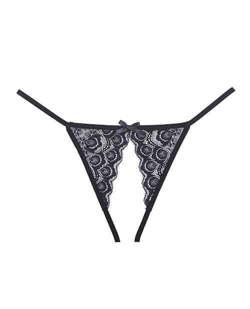 Adore Luv Web Strappy Open Front Panty Black O/S Lingerie