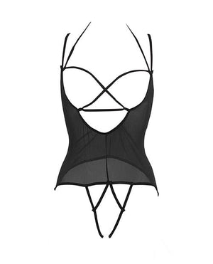 Allure Angelina Sheer Mesh Under Bust Teddy Lingerie