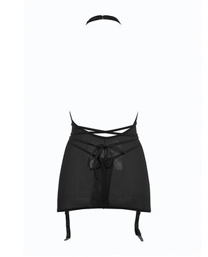 Allure Savannah Sheer Mesh Garter Dress & Open Thong Lingerie