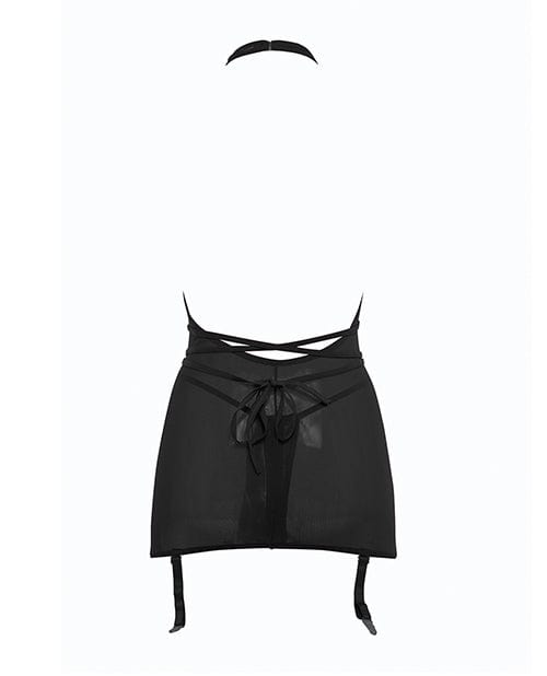 Allure Savannah Sheer Mesh Garter Dress & Open Thong Lingerie