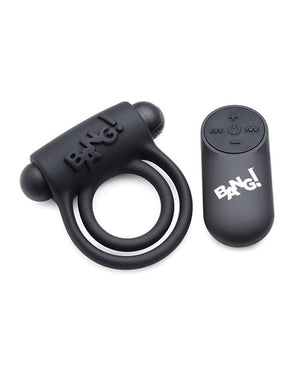 Bang! Vibrating Cock Ring & Bullet W/remote Control Black Penis Enhancement
