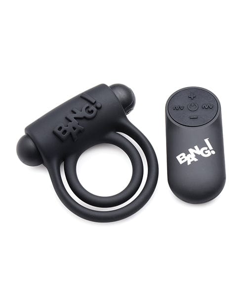 Bang! Vibrating Cock Ring & Bullet W/remote Control Black Penis Enhancement