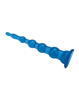 Blue Line C & B 8.5" Anal Beads w/Suction Base - Jelly Blue Anal Products