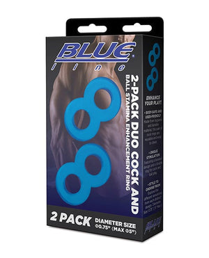Blue Line C & B Dual Cock & Ball Stamina Enhancement Ring - Jelly Blue Pack of 2 Penis Enhancement