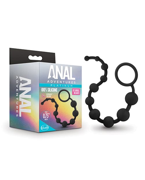 Blush Anal Adventures Platinum Silicone 10 Anal Beads - Black Anal Products