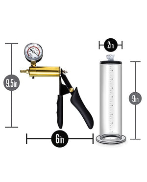 Blush Performance VX6 Vacuum Penis Pump w/Brass Pistol & Pressure Gauge - Clear Penis Enhancement
