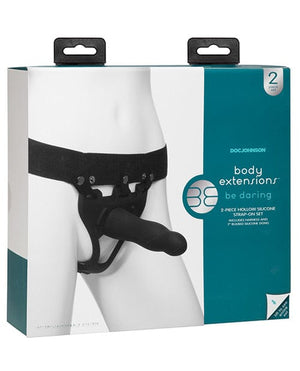 Body Extensions Be Daring 2 Piece Strap On Set - Black Strap Ons