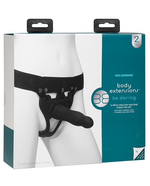 Body Extensions Be Daring 2 Piece Strap On Set - Black Strap Ons