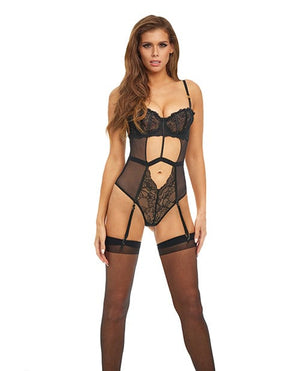 Bombshell Boudoir Strap Overlay Teddy Black / Large Lingerie
