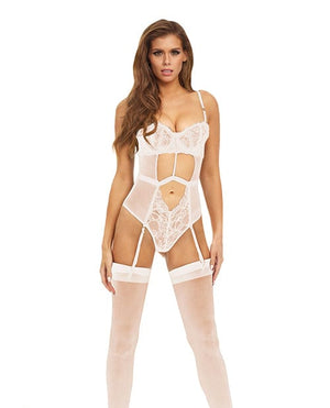 Bombshell Boudoir Strap Overlay Teddy White / Large Lingerie