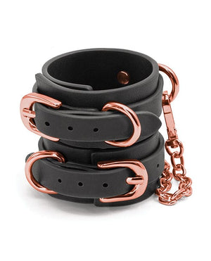 Bondage Couture Wrist Cuffs - Black Bondage Blindfolds & Restraints
