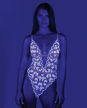 Butterfly Glow Embroidered Teddy Lavender/white Lingerie