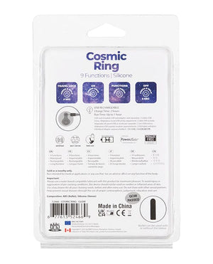 Cosmic Cock Ring w/Rechargeable Bullet - 9 Functions Glow in the Dark Penis Enhancement