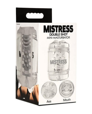 Curve Toys Mistress Double Shot Ass & Mouth Mini Masturbator - Clear Dolls & Masturbators