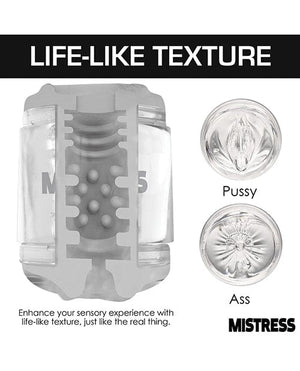 Curve Toys Mistress Double Shot Pussy & Ass Mini Masturbator - Clear Dolls & Masturbators