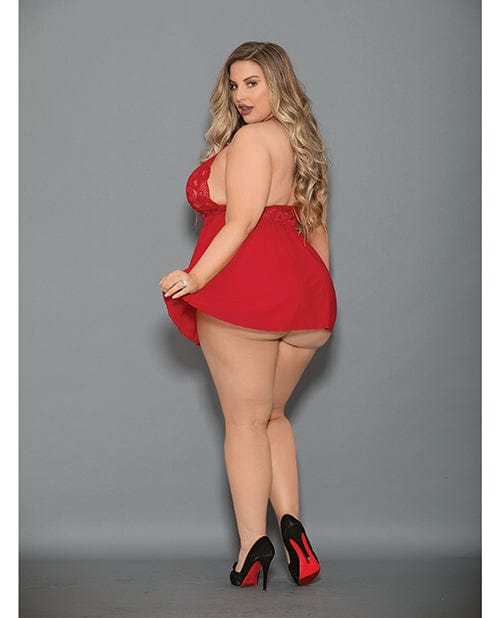 Euphoria Shorty Babydoll & Open Panty Red Lingerie - Plus/queen - Packaged