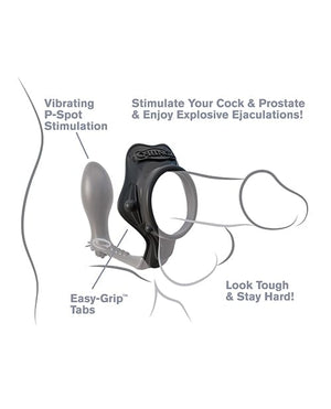 Fantasy C-Ringz Rock Hard Ass-Gasm Vibrating Ring - Black Penis Enhancement