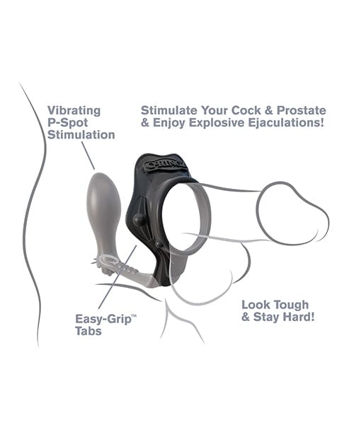 Fantasy C-Ringz Rock Hard Ass-Gasm Vibrating Ring - Black Penis Enhancement