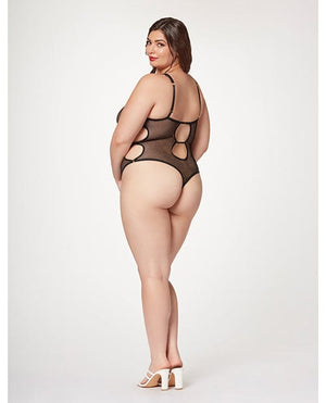 Fishnet Strappy High Cut Leg Teddy Lingerie - Plus/queen - Hanging