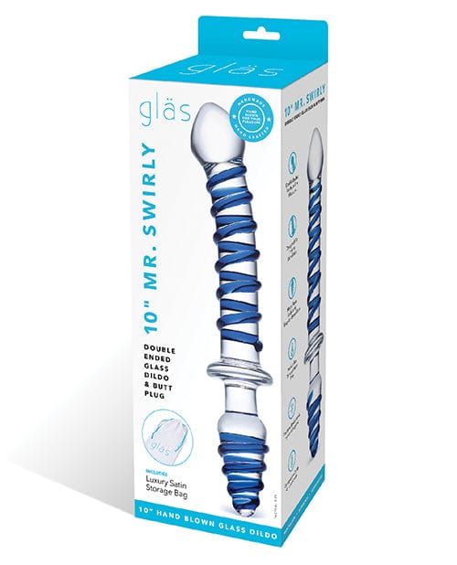 Glas 10" Mr. Swirly Double Ended Glass Dildo & Butt P Dongs & Dildos