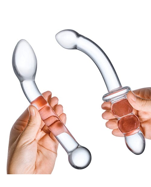 Glas 2 pc G-Spot Pleasure Glass Dildo Set - Clear Dongs & Dildos