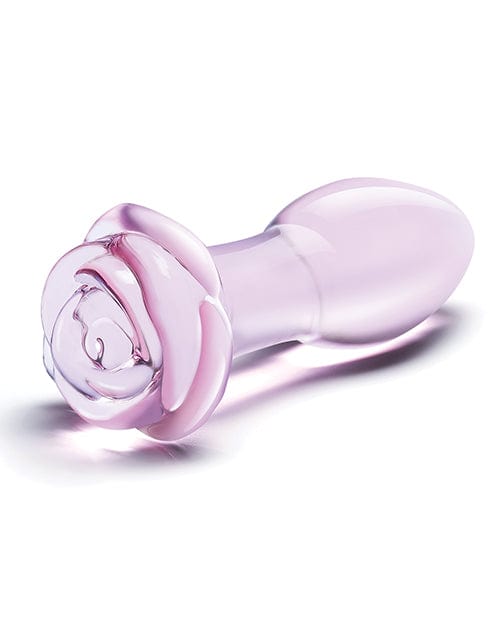 Glas 5" Rosebud Glass Butt Plug - Pink Anal Products