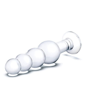 Glas 7.25" Glass Beaded Butt Plug - Clear Anal Products