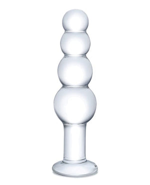 Glas 7.25" Glass Beaded Butt Plug - Clear Anal Products