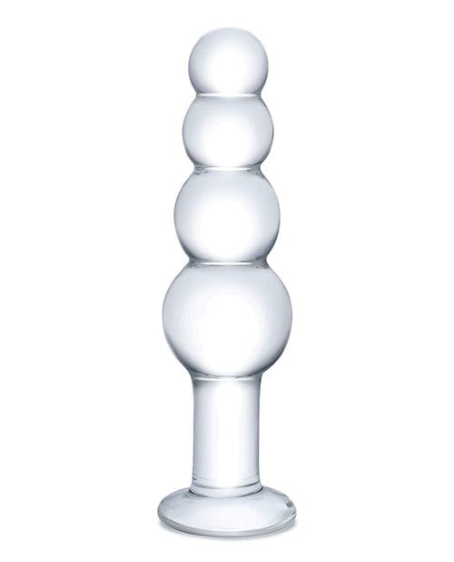 Glas 7.25" Glass Beaded Butt Plug - Clear Anal Products