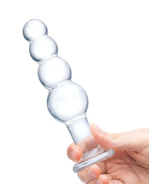 Glas 7.25" Glass Beaded Butt Plug - Clear Anal Products