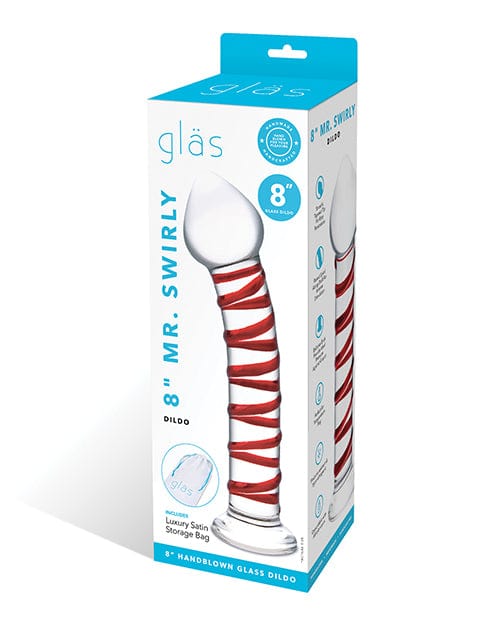 Glas 8" Mr. Swirly Glass Dildo - Red Dongs & Dildos