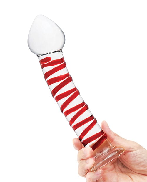 Glas 8" Mr. Swirly Glass Dildo - Red Dongs & Dildos