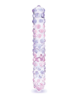 Glas 9" Purple Rose Nubby Glass Dildo - Purple/Pink Dongs & Dildos
