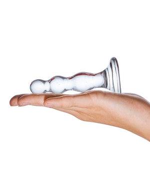 Glas Triple Play Beaded Butt Plug - Clear Anal Products