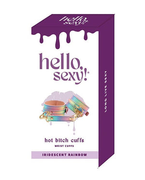 Hello Sexy! Hot Bitch Cuffs & Collar - Iridescent Rainbow Bondage Blindfolds & Restraints