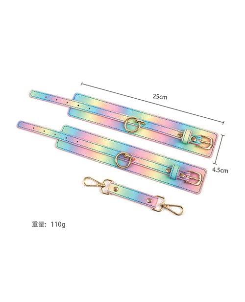 Hello Sexy! Hot Bitch Cuffs & Collar - Iridescent Rainbow Bondage Blindfolds & Restraints