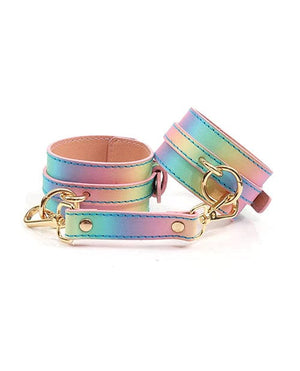 Hello Sexy! Hot Bitch Cuffs & Collar - Iridescent Rainbow Bondage Blindfolds & Restraints