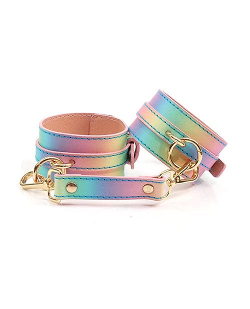 Hello Sexy! Hot Bitch Cuffs & Collar - Iridescent Rainbow Bondage Blindfolds & Restraints
