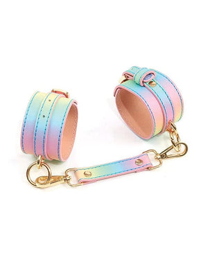 Hello Sexy! Hot Bitch Cuffs & Collar - Iridescent Rainbow Bondage Blindfolds & Restraints
