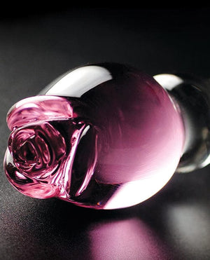 Icicles No. 12 Hand Blown Glass Massager - Clear w/Rose Tip Dongs & Dildos