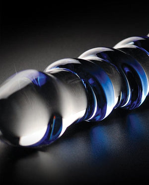Icicles No. 5 Hand Blown Glass Massager - Clear w/Blue Swirls Dongs & Dildos