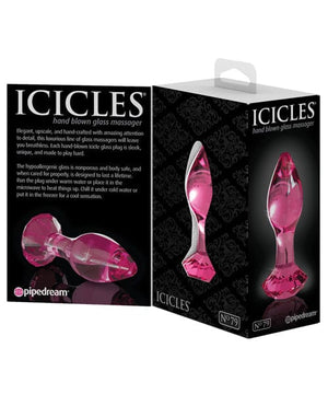 Icicles No. 79 Hand Blown Glass Diamond Butt Plug - Pink Anal Products
