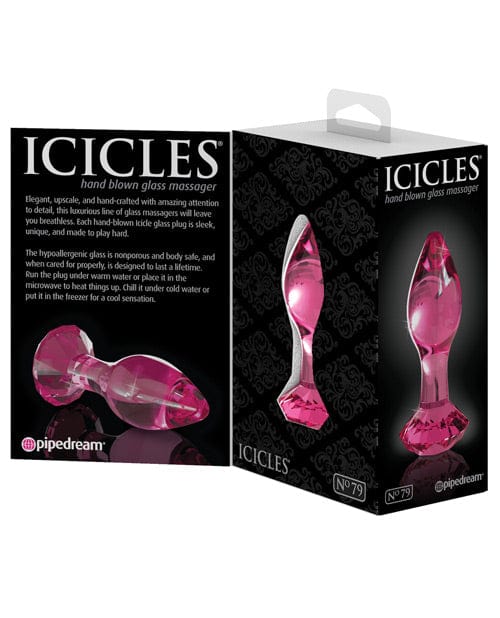 Icicles No. 79 Hand Blown Glass Diamond Butt Plug - Pink Anal Products