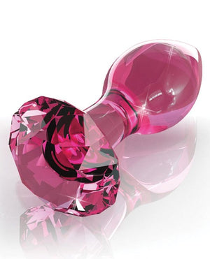 Icicles No. 79 Hand Blown Glass Diamond Butt Plug - Pink Anal Products