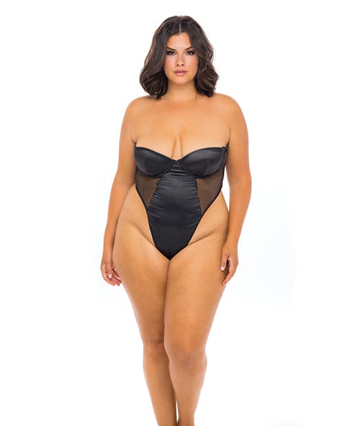 Josephine High Leg Teddy W/removable Fishnet Collared Harness Black 3XL Lingerie - Plus/queen - Hanging